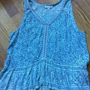Patrons of Peace Teal Patterned Tank Top